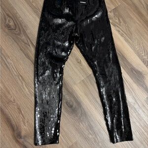 Express Black Glossy Jeggings with Sleek Fit